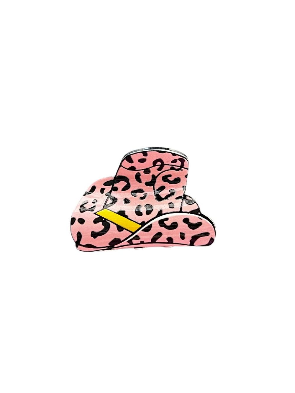 New Light Pink & Black Animal Print Cowboy Hat Western 2“ Lobster Claw Hair Clip